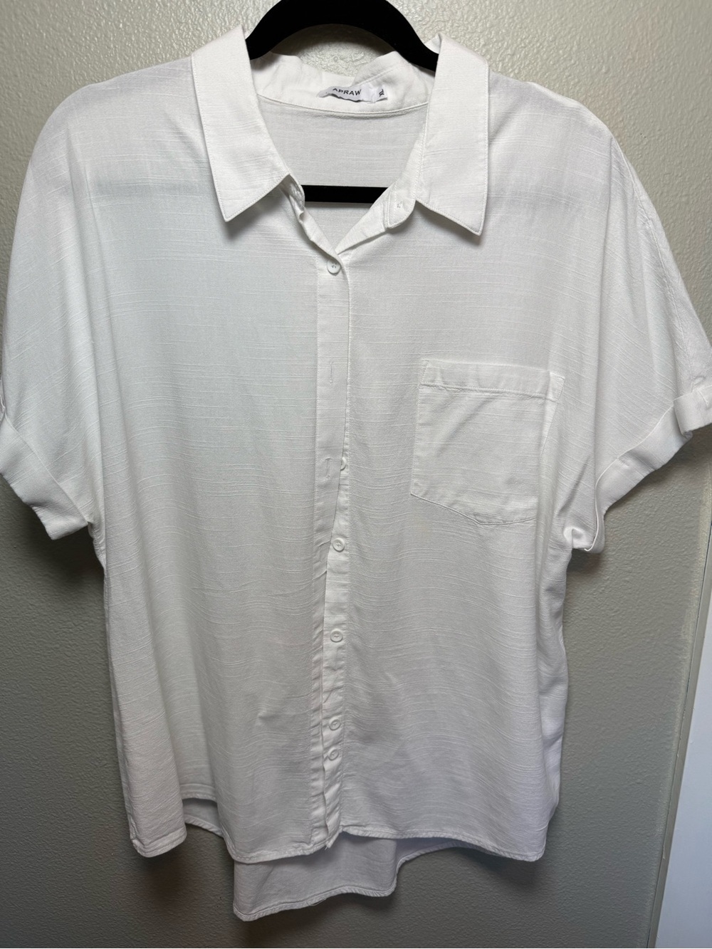 APRAW White Short Sleeve Button Down Shirt Size XL Oversized Coastal
